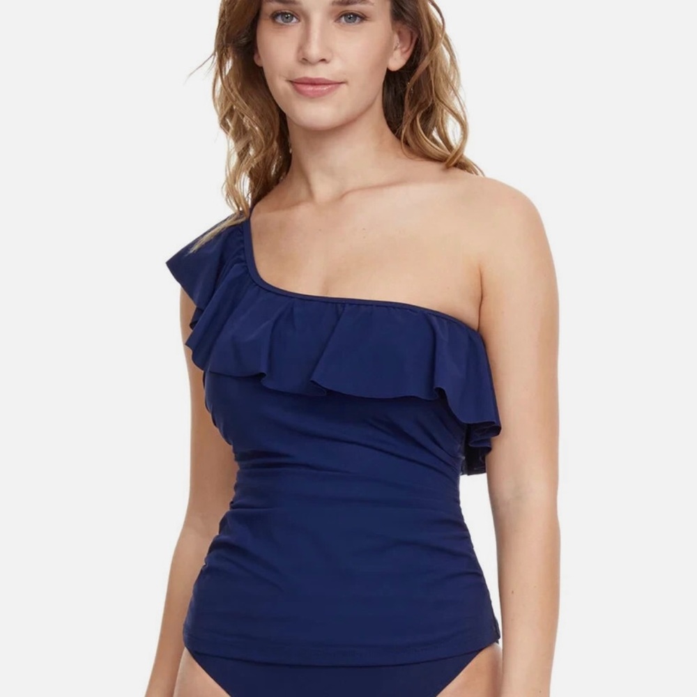 Profile by Gottex Women's Navy One-Shoulder Top